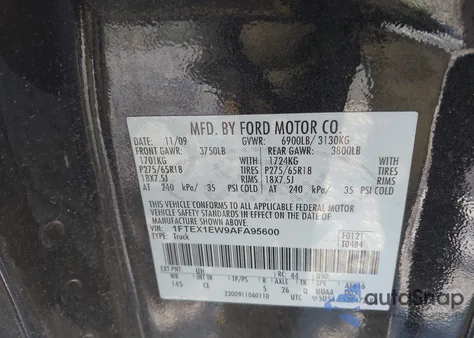 2010 Ford F-150 Stx/Xl from USA, damaged, VIN 1FTEX1EW9AFA95600